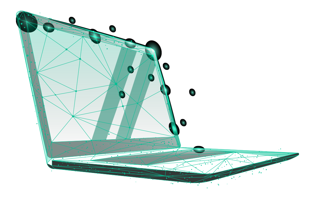 Abstrakte Laptop-Illustration im Polygon-Stil als modernes Designelement